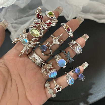 Crystal Irregular Adjustable Rings