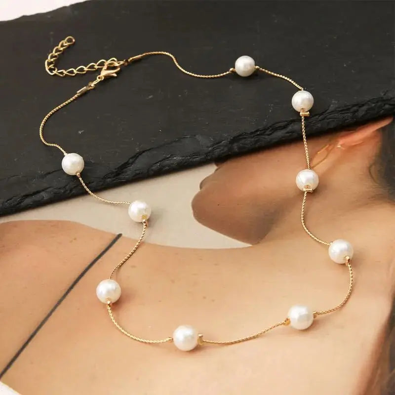 Neck Chain Pearl Choker Necklace