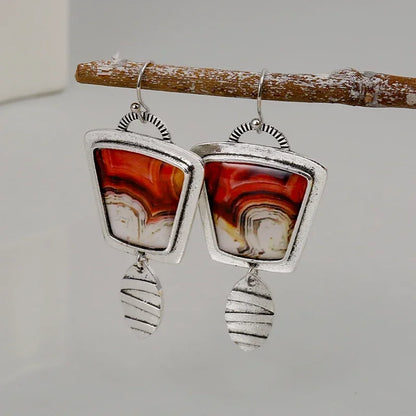 Natural Stone Boho Hook Earrings – Unique Mother’s Day Gift