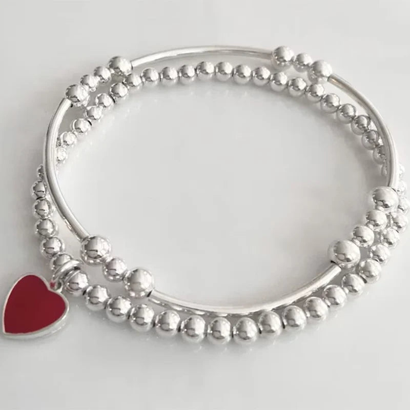 Red Heart Beads Chain Bracelets