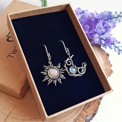 Sun And Moon Earrings boho chic free spirit 