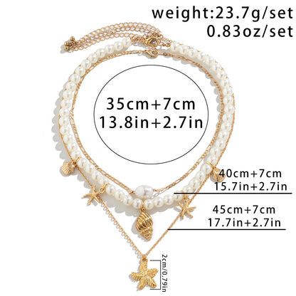 Starfish Pearl Beads Choker Necklace