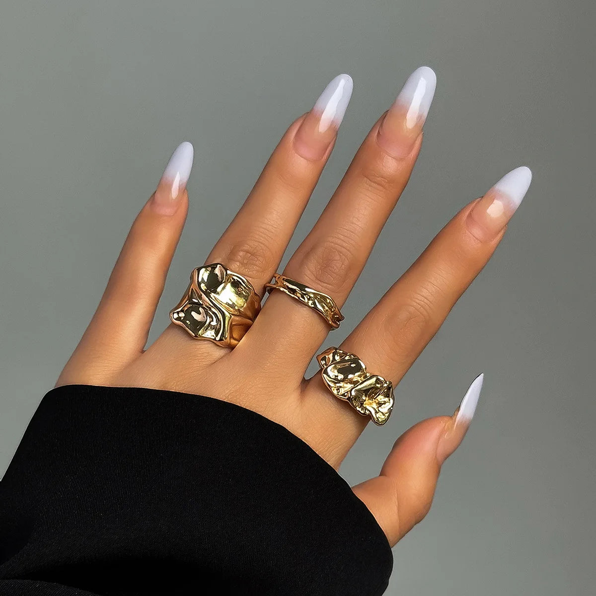 3 piece Vintage Punk Liquid Metal Ring