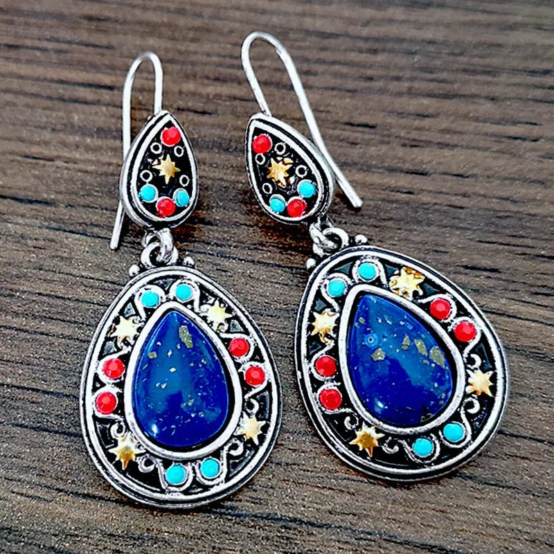 Water Drop Blue Stone Earrings