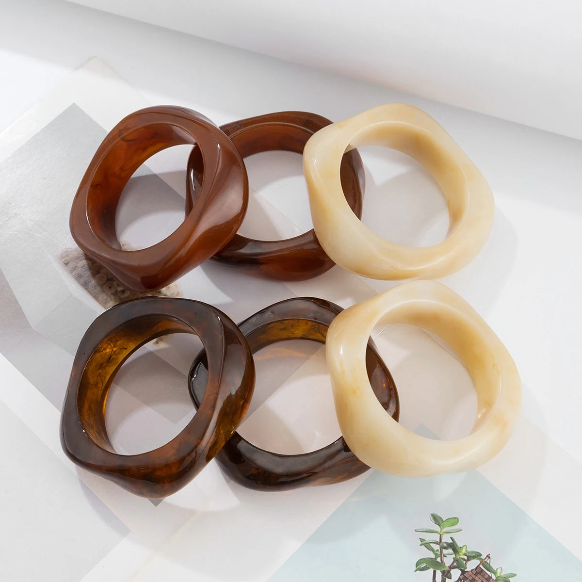 Brown Irregular Acrylic Bangles