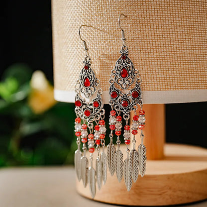 Boho Leaf Tassel Earrings