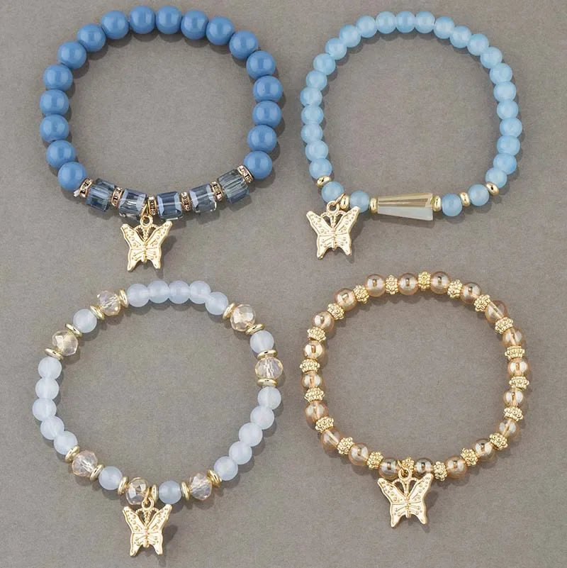 4-Piece Bohemian Butterfly Charm Bracelet Set