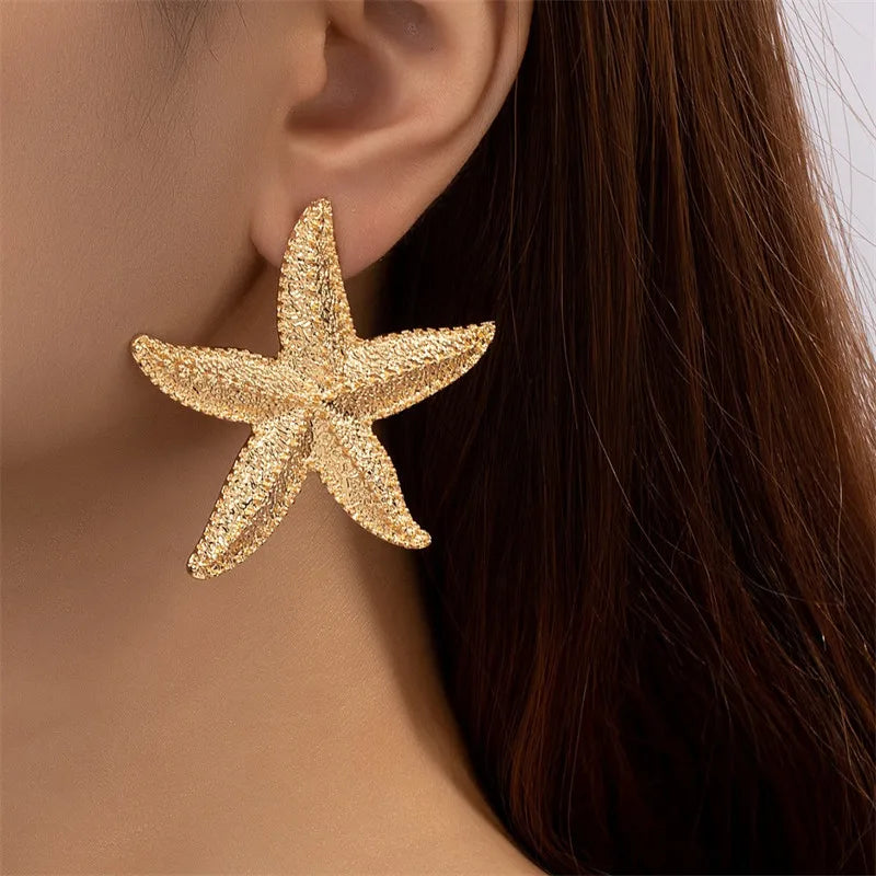 Large Metal Starfish Stud Earrings boho chic 