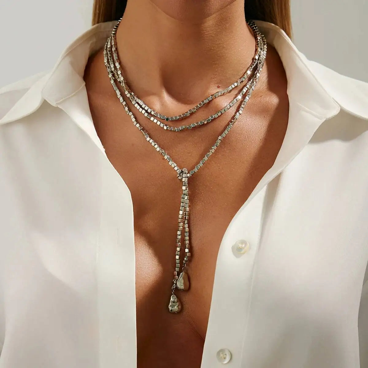 Elegant Boho Lariat Y-Necklace with Beaded Accents