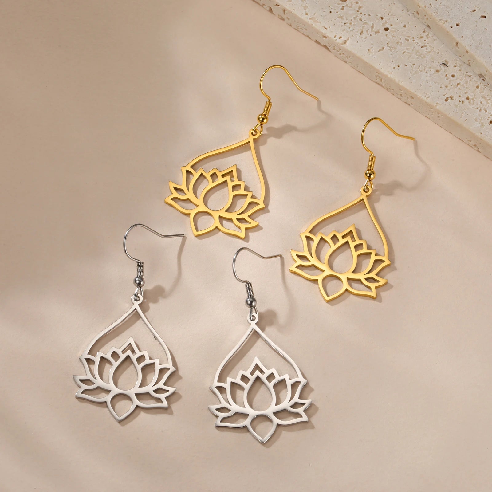 Skyrim Lotus Flower Rhinestone Dangle Earrings