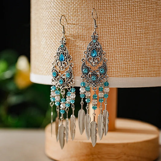 Boho Leaf Tassel Earrings