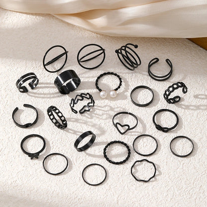 Black 22 Pieces Set Rings