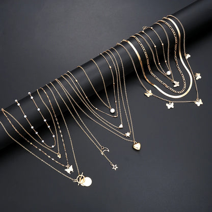 Bohemian Layered Charm Necklace Set