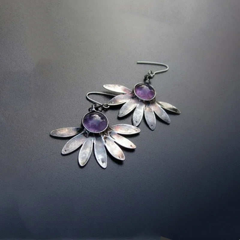 Amethyst Flower Earrings