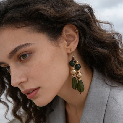 Boho Earthy Statement Earrings – Warm Toned Drop Jewelry