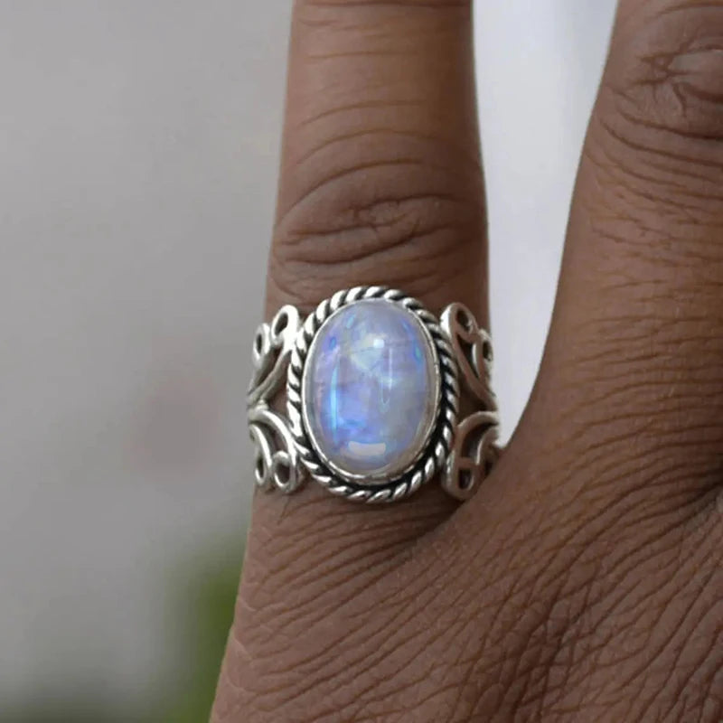 Huitan Boho Style Ring with Opal Stone