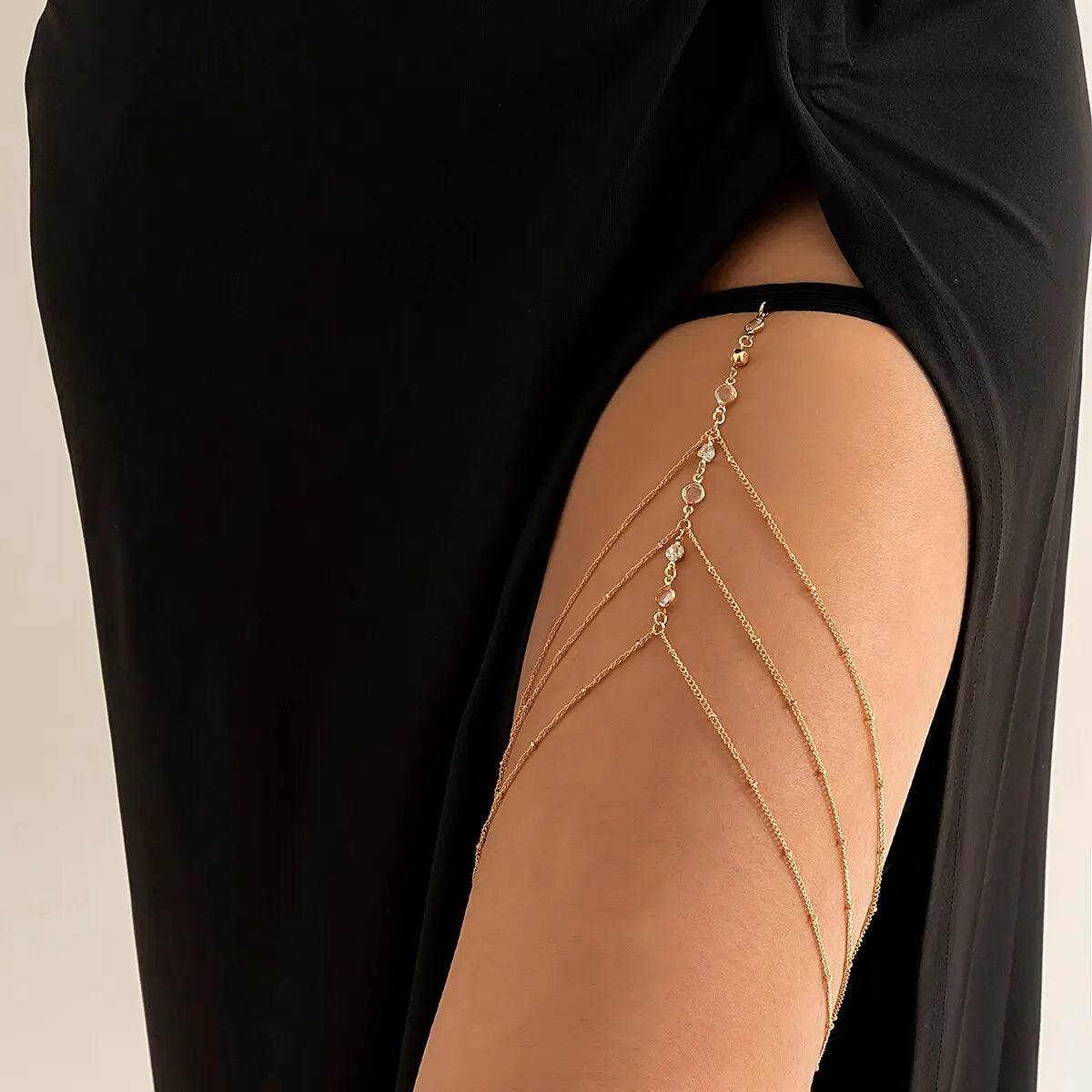 Multilayer Crystal Tassel Leg Chain