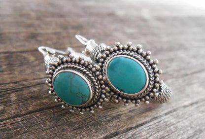 Blue Stone Stud Earring Boho Chic