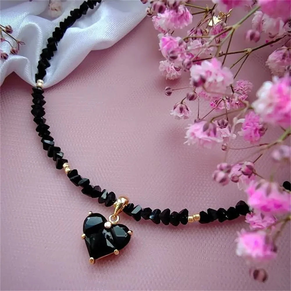 Boho Baroque Crystal Heart Chain Necklace