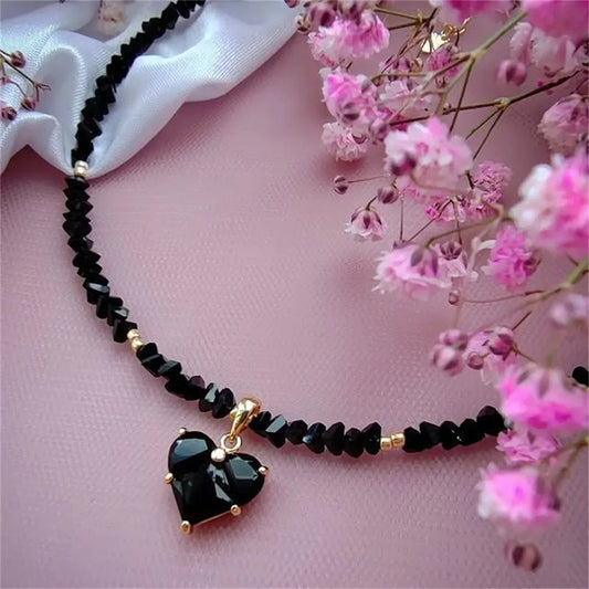 Boho Baroque Crystal Heart Chain Necklace