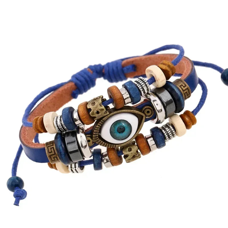 Brown Leather Rope Eye Bracelet