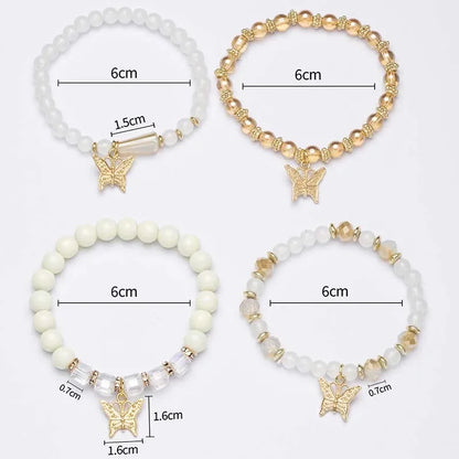 4-Piece Bohemian Butterfly Charm Bracelet Set