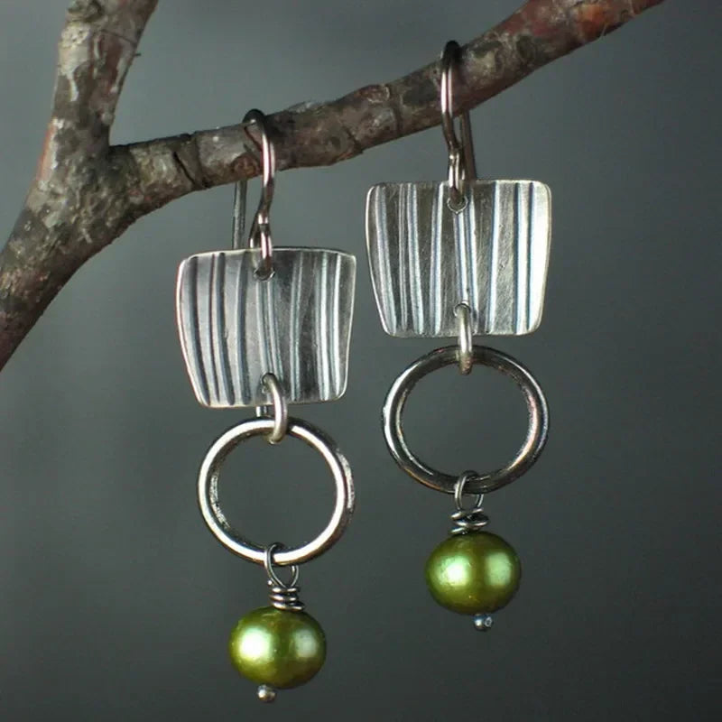 Natural Stone Boho Hook Earrings – Unique Mother’s Day Gift