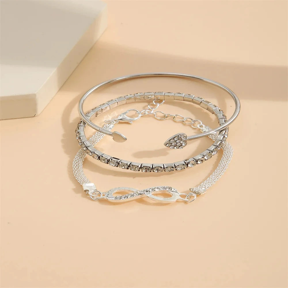 Crystal Rhinestone Heart Bracelets