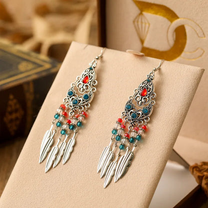 Boho Leaf Tassel Earrings