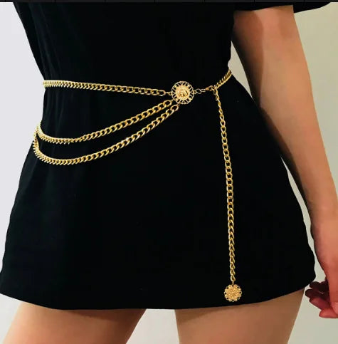 Boho Sunflower Multilayer Chain Gold Belt 36” Sexy Sunflower Coin Waist Chain | Buy Lifestyle Jewelry  main image 4