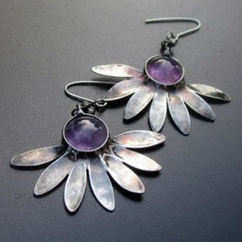 Amethyst Flower Earrings