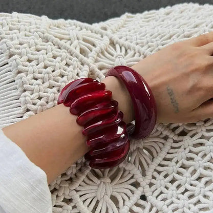 Chunky Red Acrylic Resin Cuff Bangle