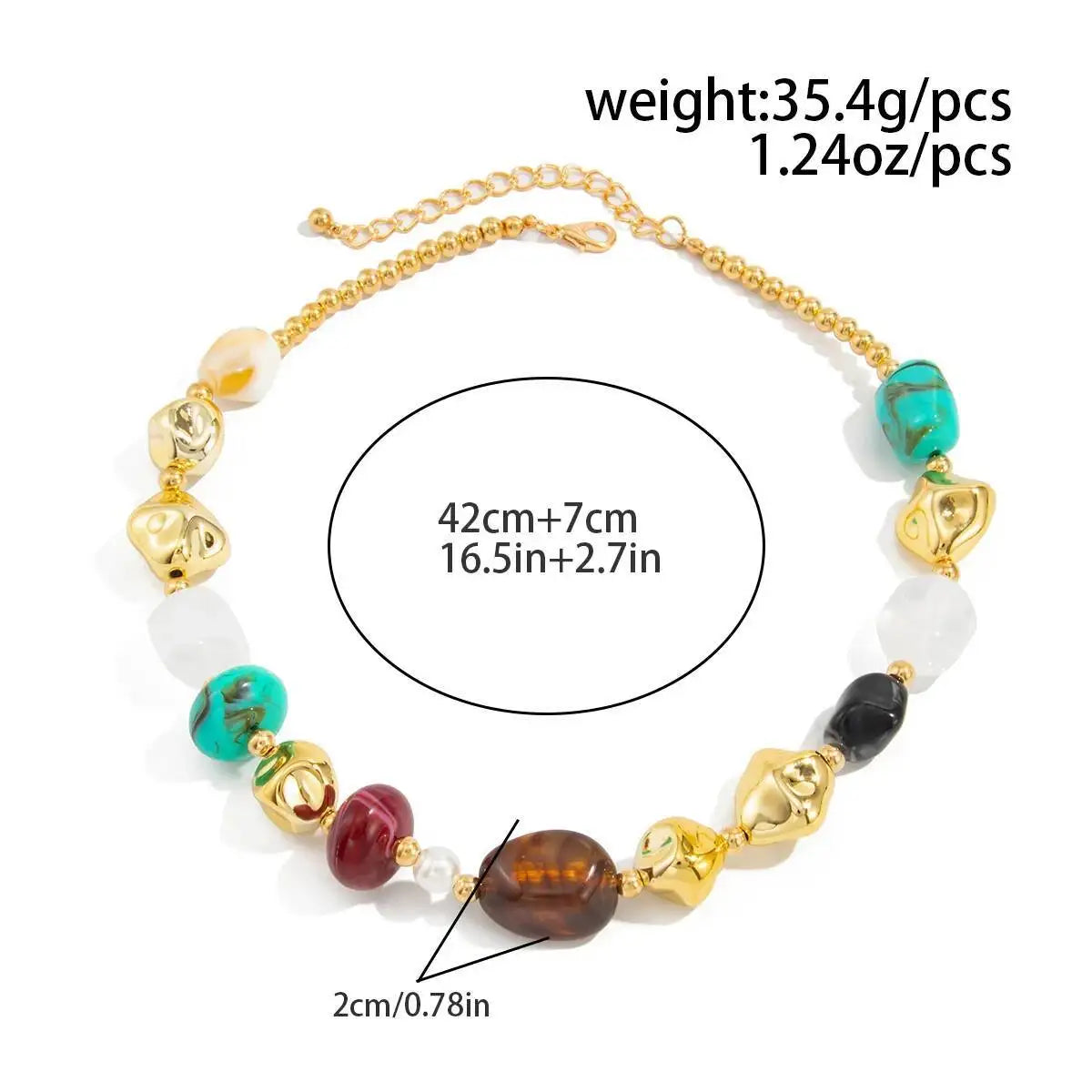 Colorful Bohemian Resin Bead Neck Chain