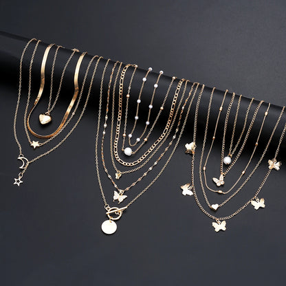 Bohemian Layered Charm Necklace Set
