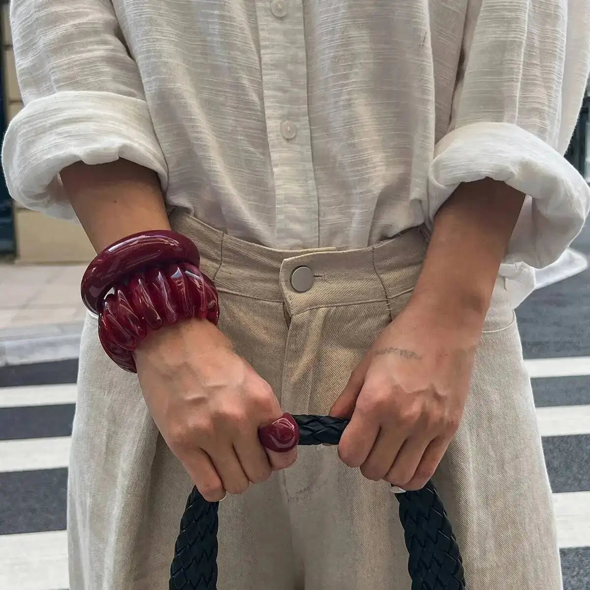Chunky Red Acrylic Resin Cuff Bangle