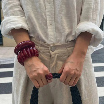 Chunky Red Acrylic Resin Cuff Bangle