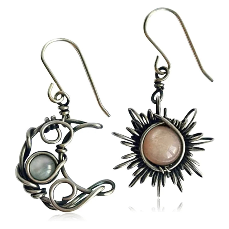 Sun And Moon Earrings boho chic free spirit 