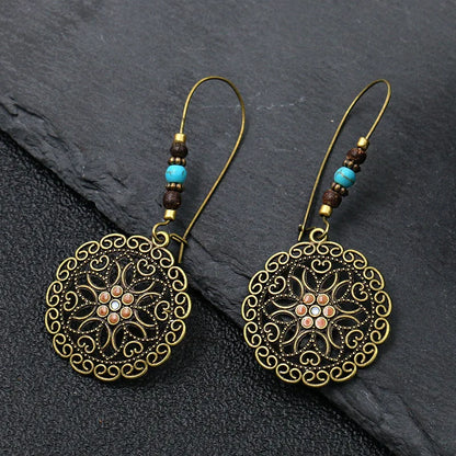 Antique Geometric Hollow Drop Earrings