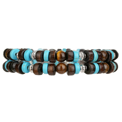 Handmade Pine Stone & Wood Bead Jewelry Set