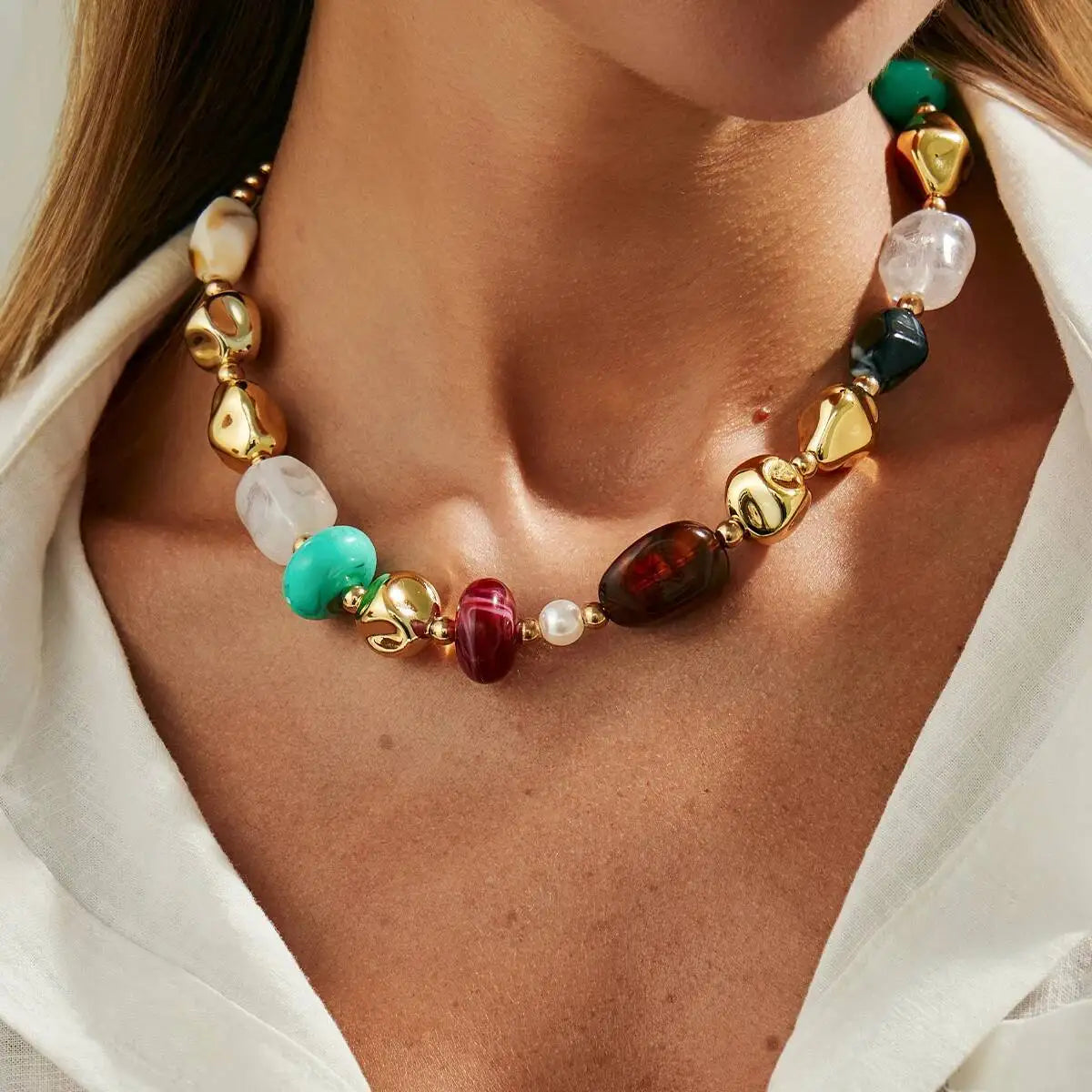 Colorful Bohemian Resin Bead Neck Chain