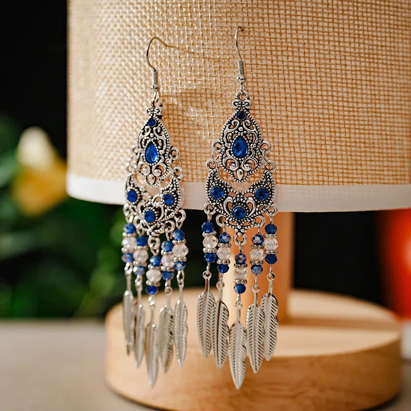 Boho Leaf Tassel Earrings