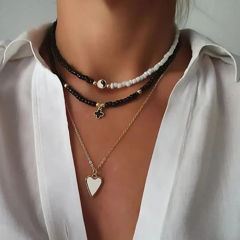 Multilayer Beads Chain Necklaces 