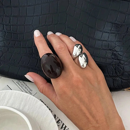 Boho Geometric Chunky Resin Knuckle Rings (2-Piece)
