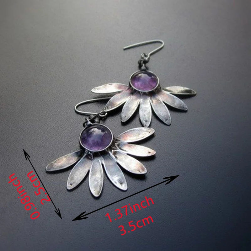 Amethyst Flower Earrings