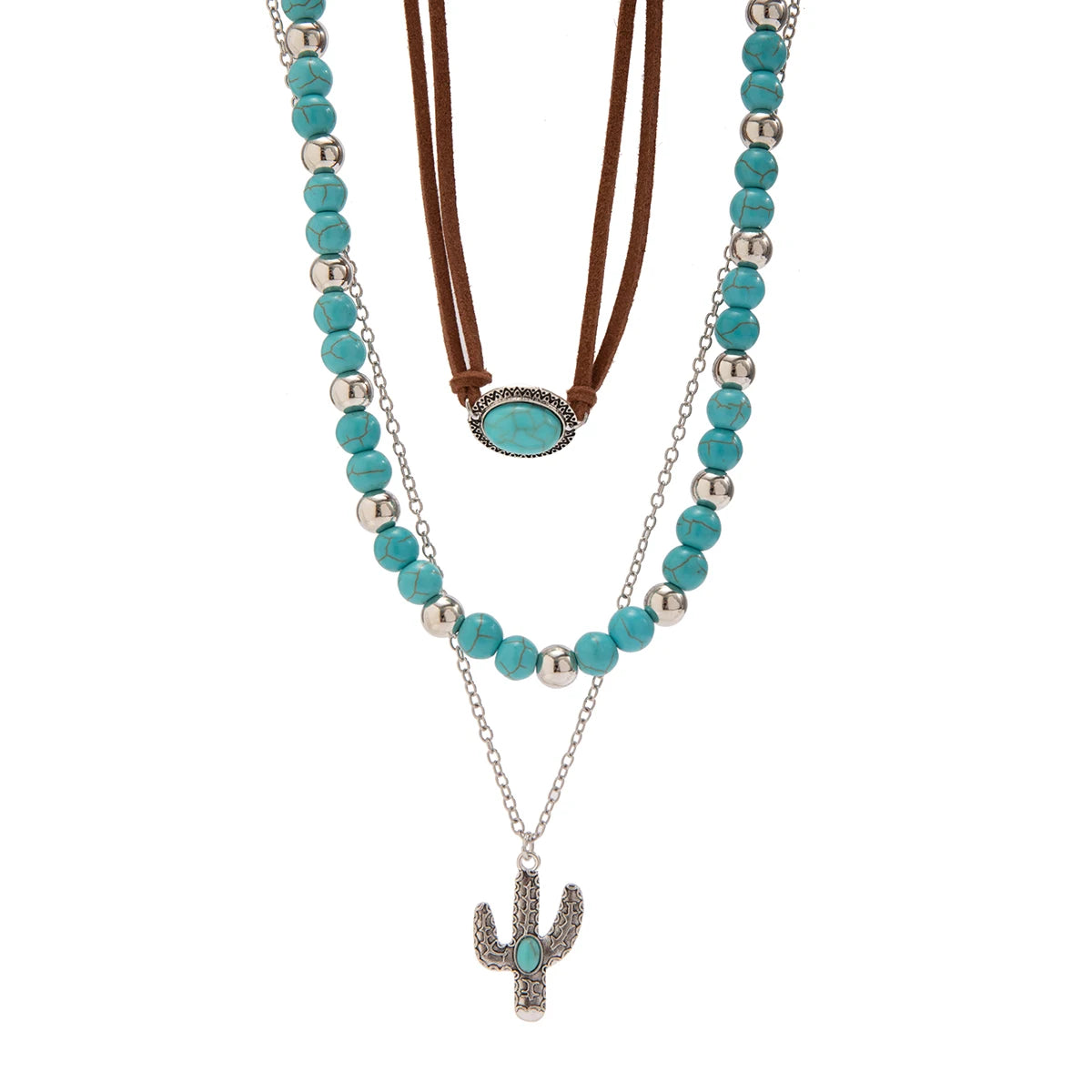 Blue Stone Cactus Necklace