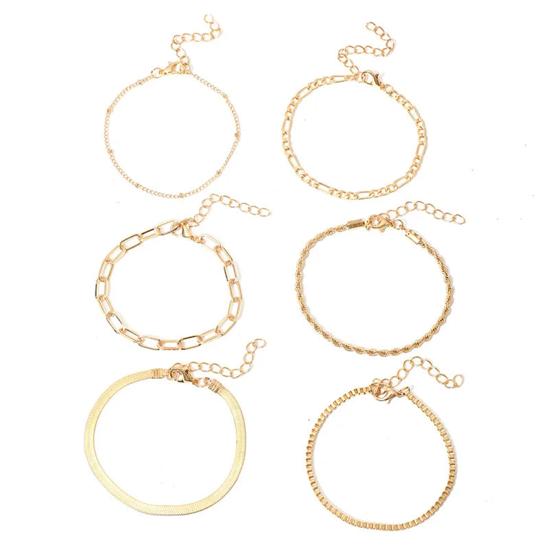 6Pcs Gold Bracelet Set bohemian lifestyle 