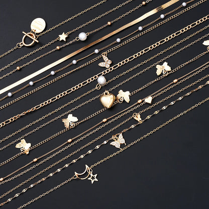 Bohemian Layered Charm Necklace Set