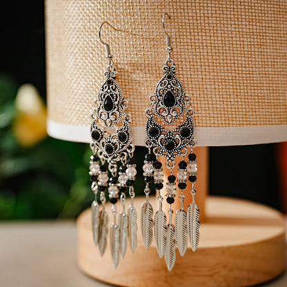 Boho Leaf Tassel Earrings