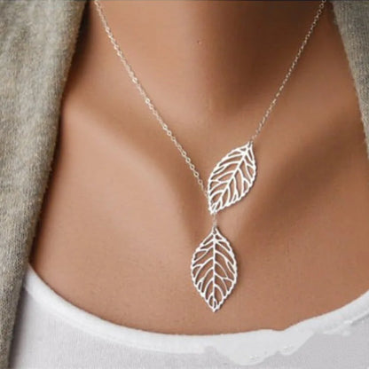 Double Leaves Necklaces Boho free spirit 