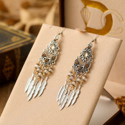 Boho Leaf Tassel Earrings